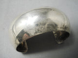 Authentic Vintage Native American Navajo Kirk Smith Sterling Silver Curved Bracelet Old-Nativo Arts