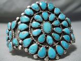 Spectacular Vintage Native American Navajo Turquoise Sterling Silver Bracelet Old-Nativo Arts