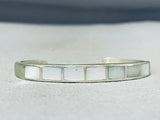 Beautiful. Vintage Native American Navajo Mother Of Pearl Sterling Silver Bracelet-Nativo Arts