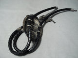 One Of Biggest Vintage Native American Navajo Thomas Singer Turquoise Sterling Silver Bolo Tie-Nativo Arts