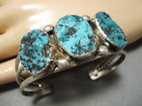 Native American Amazing Vintage Seafoam Turquoise Sterling Silver Bracelet Cuff Old-Nativo Arts