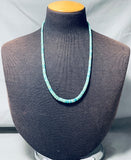 Native American Rare 1900's Vintage Santo Domingo Turquoise Heishi Sterling Silver Necklace-Nativo Arts