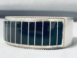 Emery Lolacito Vintage Native American Zuni Jet Sterling Silver Bracelet-Nativo Arts