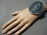 Spectacular Vintage Native American Navajo Turquoise Cluster Sterling Silver Bracelet-Nativo Arts