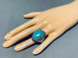 Thick Heavy Vintage Native American Navajo Spiderweb Turquoise Sterling Silver Ring Old-Nativo Arts