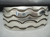 Heavy Hand Tooled Vintage Native American Navajo Sterling Silver Sun Bracelet-Nativo Arts