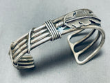 Important Vintage Native American Navajo Feather Coil Turquoise Sterling Silver Bracelet-Nativo Arts
