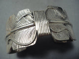 Heavy Intricate Hand Tooled Vintage Native American Navajo Sterling Silver Bracelet-Nativo Arts
