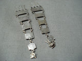 Fabulous Native American Zuni Coral Needlepoint Sterling Silver Earrings-Nativo Arts