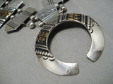 Best Vintage Native American Navajo Gold Thomas Singer Sterling Silver Squash Blossom Necklace-Nativo Arts