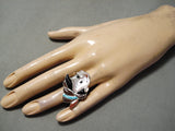 Detailed Native American Sterling Silver Turquoise Pinocchio Disney Ring-Nativo Arts