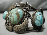Native American Early 1900's Vintage Navajo Royston Turquoise Sterling Silver Bracelet Old-Nativo Arts