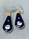 Planets Inlay Native American Navajo Turquoise Sterling Silver Inlay Earrings-Nativo Arts