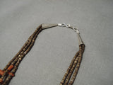 Superior Vintage Navajo Coral Native American Sterling Silver Necklace Old-Nativo Arts
