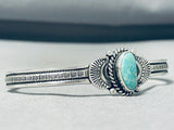 Signed Native American Navajo Old Kingman Turquoise Sterling Silver Bracelet-Nativo Arts