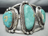 Signed Vintage Native American Navajo Authentic Turquoise Sterling Silver Bracelet-Nativo Arts