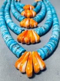 Native American Mind Blowing 5 Tier Santo Domingo Turquoise Sterling Silver Necklace-Nativo Arts