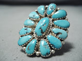 Superb Vintage Native American Navajo Turquoise Cluster Sterling Silver Ring-Nativo Arts