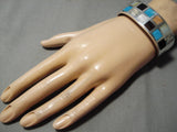 Heavy And Thick! Vintage Zuni Native American Sterling Silver Turquoise Bracelet-Nativo Arts