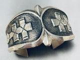 Heavy Vintage Native American Navajo Cross Sterling Silver Bracelet Cuff-Nativo Arts