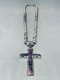 The Best Vintage Native American Navajo Charoite Cross Sterling Silver Necklace-Nativo Arts