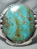 Magnificent Native American Navajo Pilot Mountain Turquoise Sterling Silver Huge Bracelet-Nativo Arts