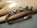 Marvelous Vintage Navajo Topaz Amethyst Sterling Silver Native American Bracelet-Nativo Arts