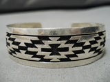 Important Vintage Native American Navajo Tommy Jackson Sterlingn Silver Rug Bracelet-Nativo Arts