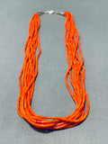 Native American One Of The Best Tubed Coral Sterling Silver Southwest Necklace-Nativo Arts