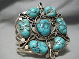 Vivid Spiderweb Vintage Native American Navajo Turquoise Sterling Silver Bracelet Old Cuff-Nativo Arts