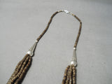 Important Yazzie Native American Navajo Tubule Coral Sterling Silver Heishi Necklace-Nativo Arts