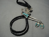 Tremendous Vintage Native American Navajo Turquoise Sterling Silver Bolo Tie-Nativo Arts