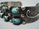 Amazing Cerrillos Morenci Turquoise Vintage Native American Navajo Sterling Silver Bracelet Old-Nativo Arts