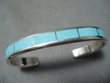 Stunning Zuni Native American Kingman Inlay Turquoise Sterling Silver Bracelet-Nativo Arts