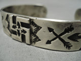 Rare Hand Wrought Vintage Native American Navajo Sterling Silver Whirling Logs Bracelet Cuff Old-Nativo Arts