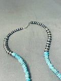 Breathtaking Native American Navajo Kingman Turquoise Sterling Silver Heart Necklace-Nativo Arts