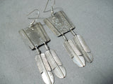 Amazing Vintage Navajo Sterling Silver Feather Earrings Native American Old-Nativo Arts