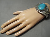 Quality Etb Sr Signed Vintage Native American Navajo Flank Turquoise Sterling Silver Bracelet-Nativo Arts