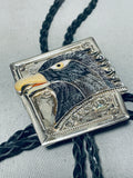 Eldred Martinez Vintage Native American Zuni Sterling Silver Eagle Bolo Tie-Nativo Arts