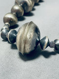 One Of The Biggest Native American Navajo Hand Tooled Sterling Silver Necklace-Nativo Arts