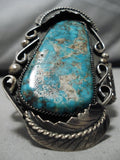 Museum Quality Vintage Native American Navajo Aqua Blue Turquoise Sterling Silver Bracelet Old-Nativo Arts