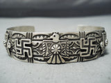 Important Cadman Vintage Native American Navajo Whirling Logs Sterling Silver Bracelet-Nativo Arts