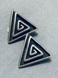 Important Kenneth Begay Vintage Native American Navajo Sterling Silver Triangular Earrings-Nativo Arts