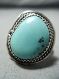 Amazing Vintage Native American Navajo Sleeping Beauty Turquoise Sterling Silver Ring-Nativo Arts