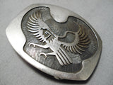 Native American Hopi Eagle Vintage Sterling Silver Handmade Buckle-Nativo Arts