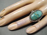 Important Navajo Carico Lake Turquoise Sterling Silver Ring Native American-Nativo Arts
