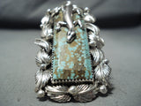 Exceptional San Felipe Native American 8 Turquoise Sterling Silver Gecko Ring-Nativo Arts