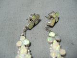 Exquisite Native American Zuni Synthetic Opal Sterling Silver Chandelier Earrings-Nativo Arts