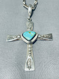 Important Ben Begaye (d) Vintage Native American Navajo Turquoise Sterling Silver Cross Necklace-Nativo Arts