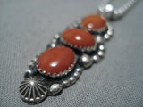 Exceptional Jeanette Dale Navajo Coral Sterling Silver Native American Necklace-Nativo Arts